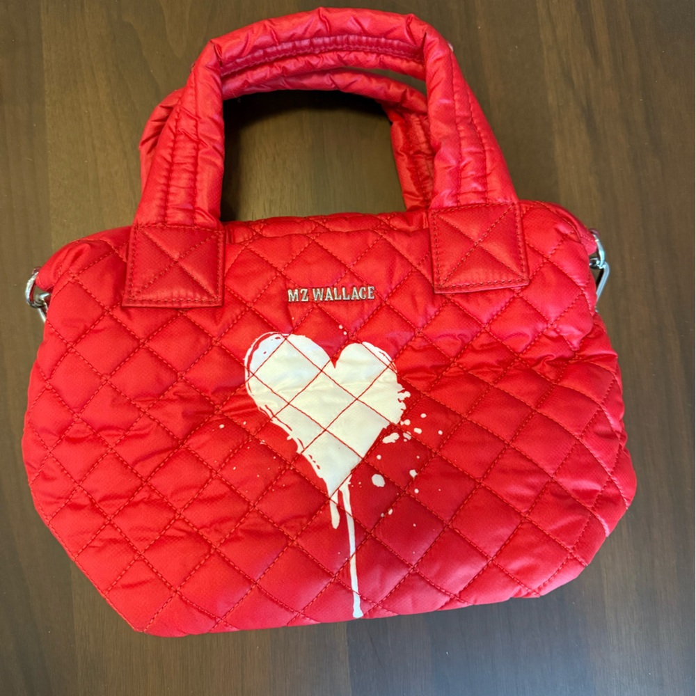 MZ Wallace Cherry Red Quilted Heart Tote